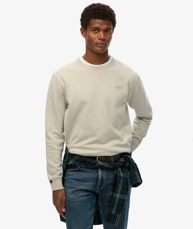 SUPERDRY Essential Logo Crew Sweatshirt-Light Stone Beige Light Stone Beige front view