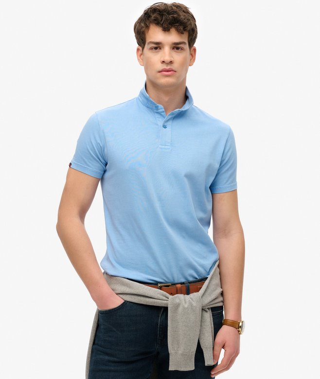 SUPERDRY Essential Jersey Polo-Bluebell Bluebell front view
