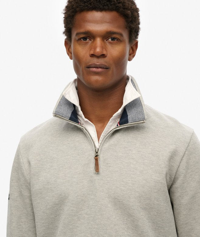 Men'Core Pique Henley-Grey Marl-Zip Fastening View