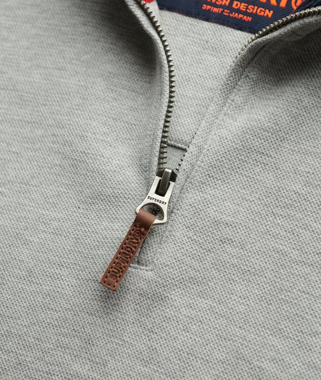 Men'Core Pique Henley-Grey Marl-Zip View