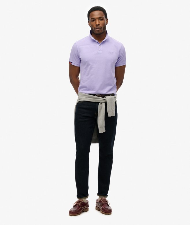 SUPERDRY Vintage Destroy Polo-Light Lavender Purple Light Lavender Purple model front view