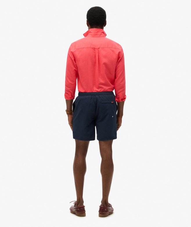Sport GraphicNautical Navy Swim Short-Back view on model