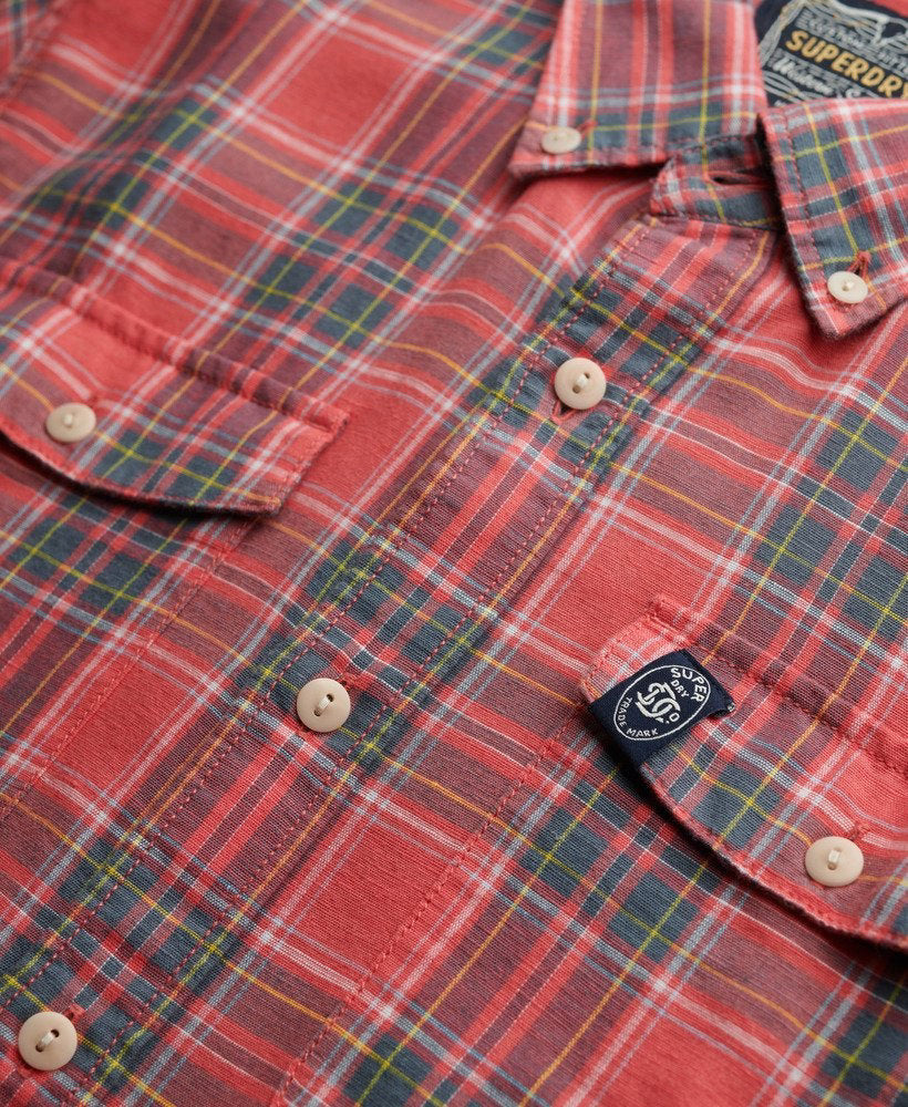SUPERDRY Merchant Linen Red Check Shirt RED CHECK side view