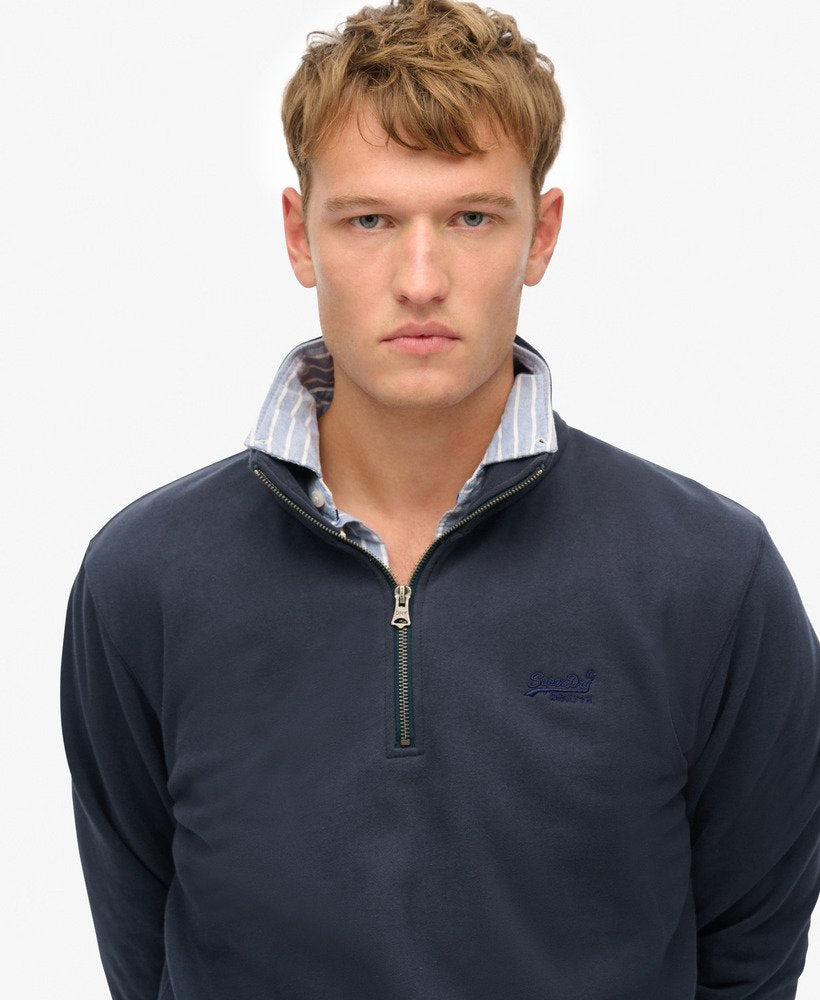Essential Logo Henley-Bradley Navy-Close up view