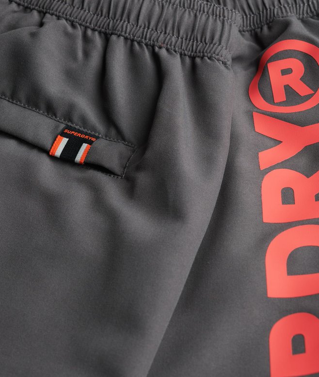 Men's Sport Graphic 17 Swim Short-Charcoal-Logo View