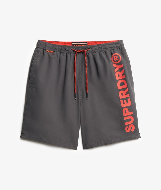 Men's Sport Graphic 17 Swim Short-Charcoal-Ghost Front View