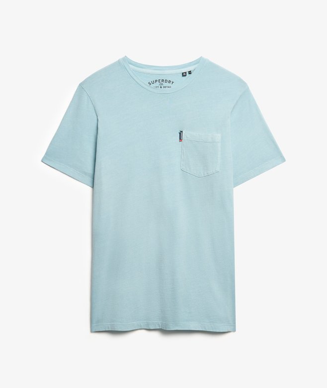 Men's Classic Essential Pocket Tee-Washed Sunset Blue-Ghost Front View
