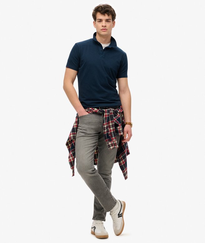 SUPERDRY Essential Jersey Polo-Eclipse Navy Eclipse Navy model front view