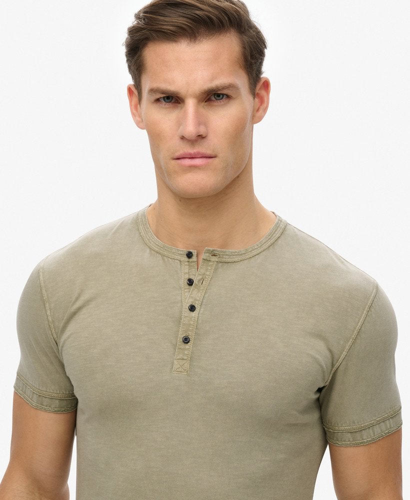 SUPERDRY Slub Ss Jersey Grandad Top-Light Khaki Green Light Khaki Green back view