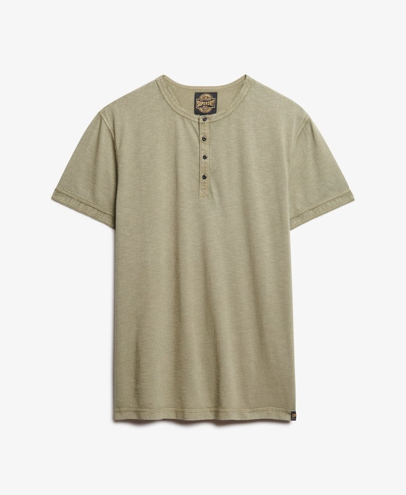 SUPERDRY Slub Ss Jersey Grandad Top-Light Khaki Green Light Khaki Green side view