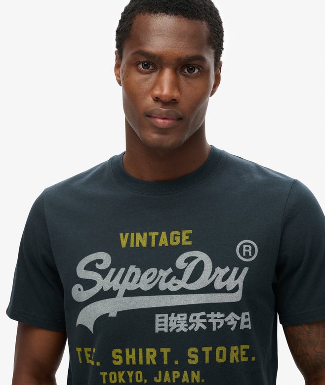 Vintage Logo Heritage Relaxed Eclipse Navy Tee-Chest logo view
