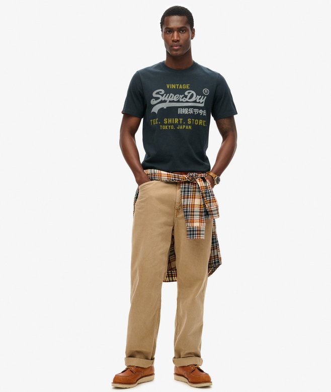 Vintage Logo Heritage Relaxed Eclipse Navy Tee-Full model view