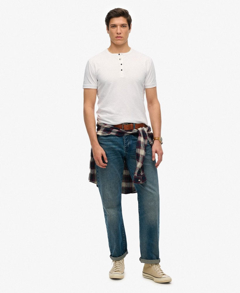 SUPERDRY Slub Ss Jersey Grandad Top-Optic optic model front view