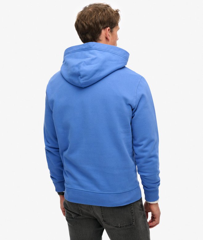 Men's Essential Logo Hoodie-Chambray Blue-Back View