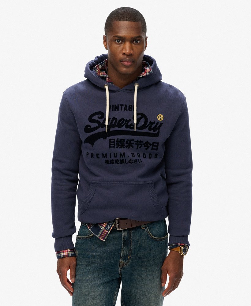 SUPERDRY Vl Tonal Relaxed Hood-Navy Navy front view