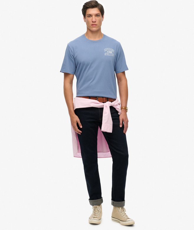 Men's Athletic Ess Tee-Moonlight Blue-Model Full Front View