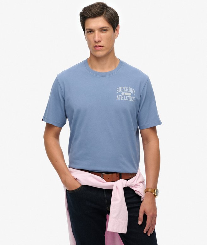 Men's Athletic Ess Tee-Moonlight Blue-Model Front View