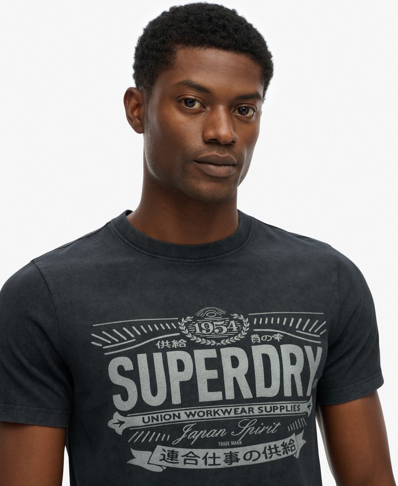 SUPERDRY Heritage Brand Relaxed Tee-Black Black back view