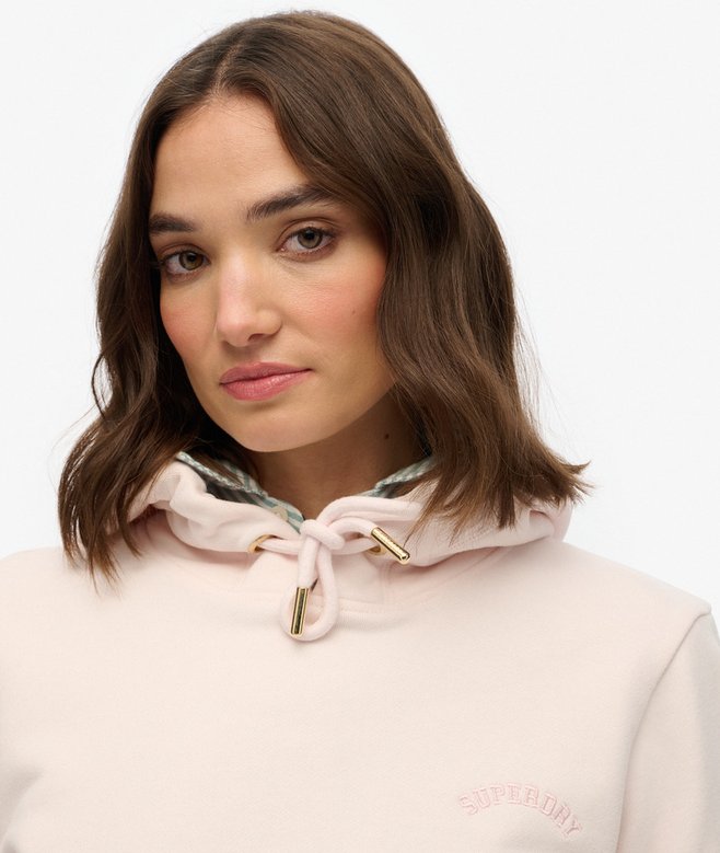 Ladies Essential Logo Embroidered Hoodie-Mauve Morn Pink