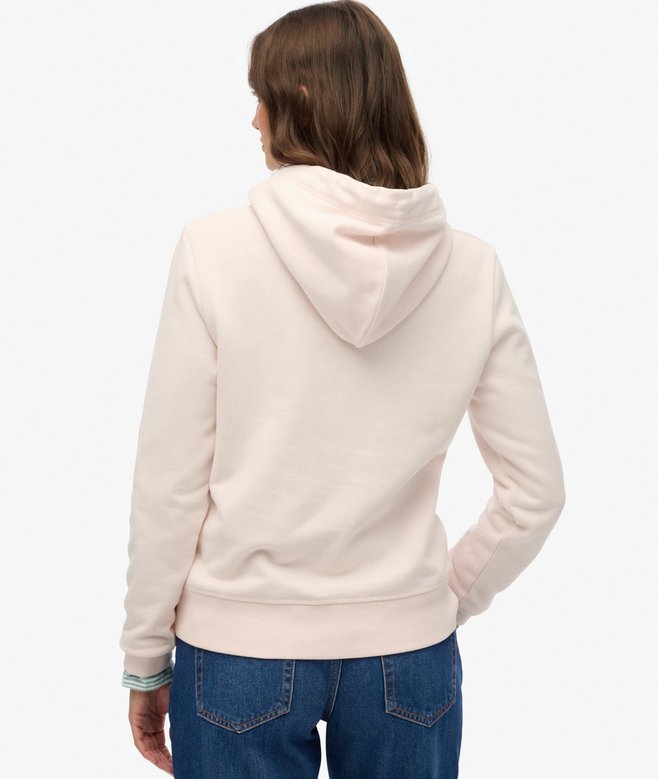 Ladies Essential Logo Embroidered Hoodie-Mauve Morn Pink