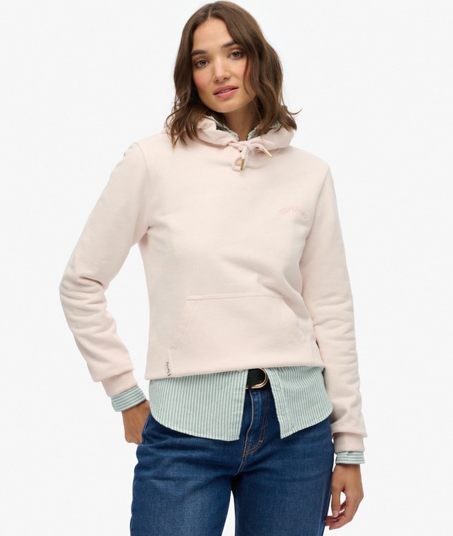 Ladies Essential Logo Embroidered Hoodie-Mauve Morn Pink