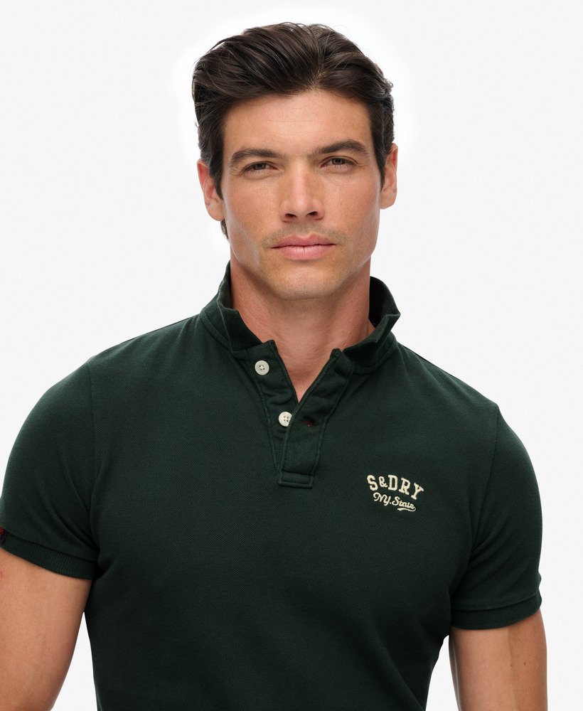 Vintage Athletic Embroidered Polo-Eagle Green-Close up