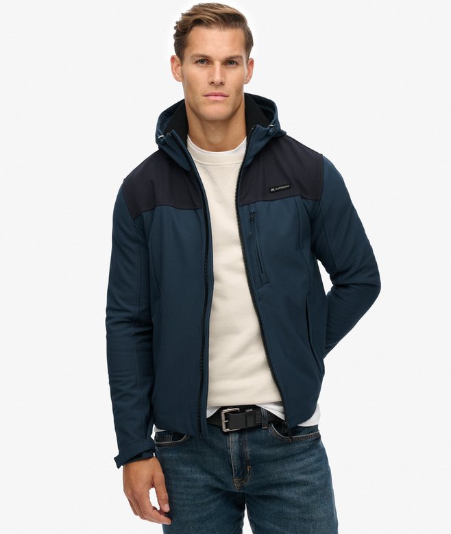 SUPERDRY Hooded Softshell Tech Trekker-Flex Navy Flex Navy front view