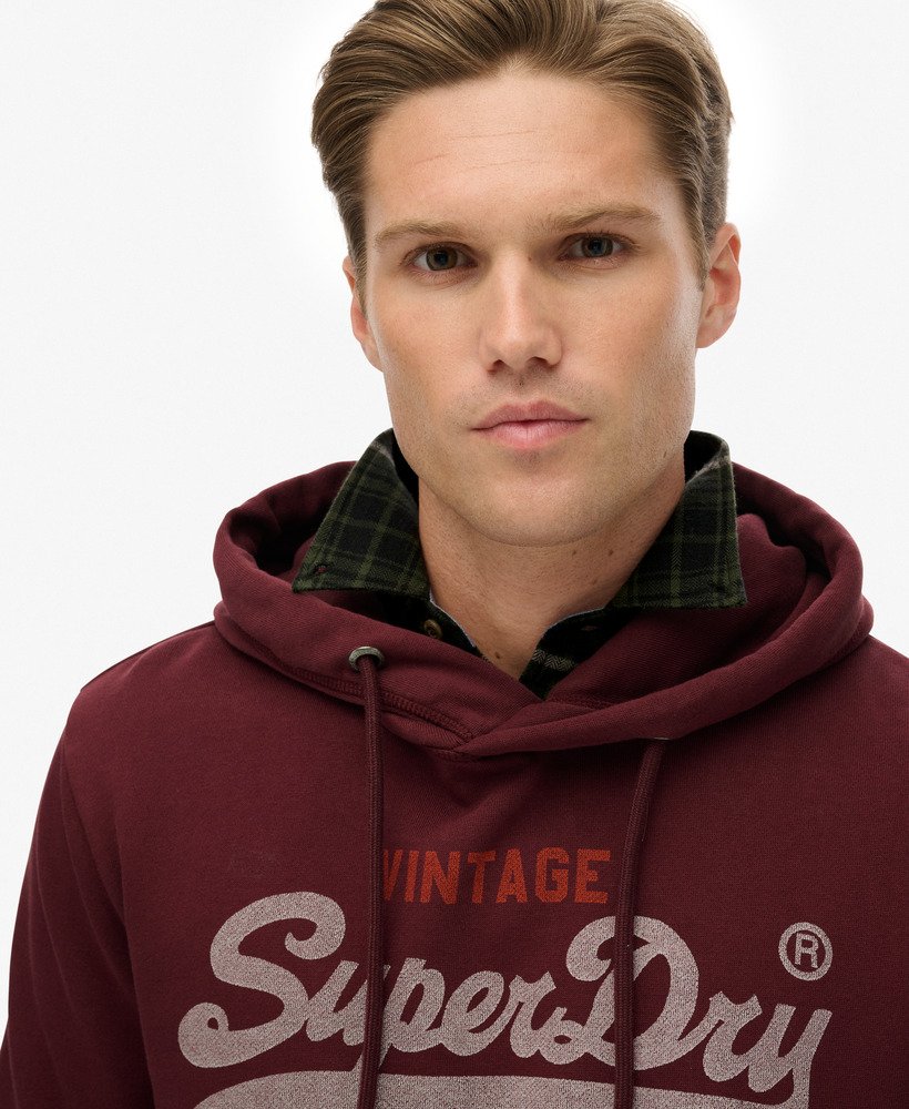 SUPERDRY Vintage Logo Duo Classic Hoodie-Port Red Port Red back view