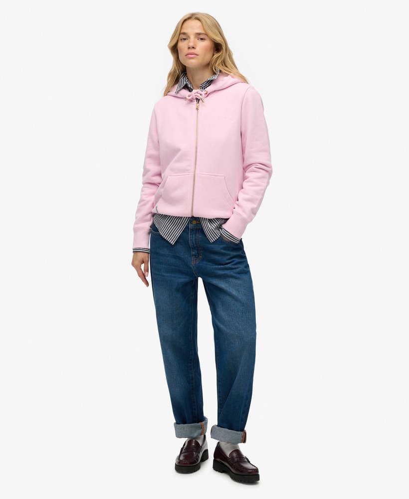 Superdry Ladies Essential Logo Zip Hoodie-Pink Lady Pink Lady detail view