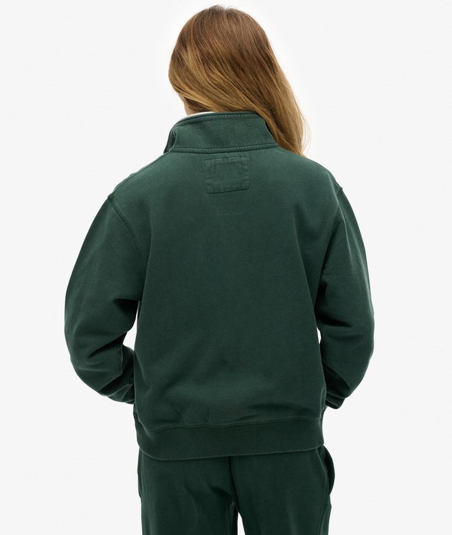 Superdry Ladies Athletic Essentials Applique Half Zip-Enamel Green Enamel Green side view