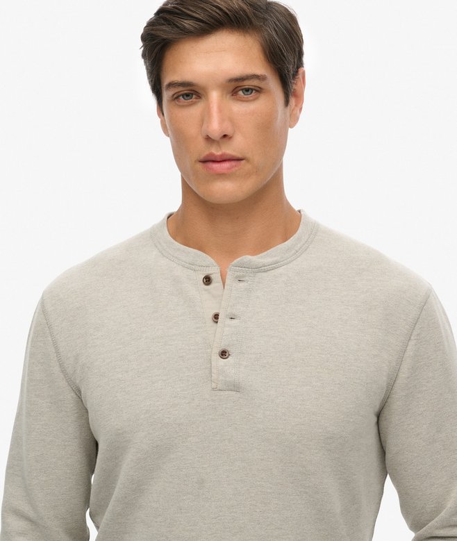 Men's Merchant Grandad Top-Heritage Grey Grindle-Button View