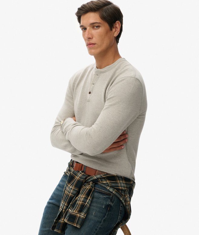 Men's Merchant Grandad Top-Heritage Grey Grindle-Side View