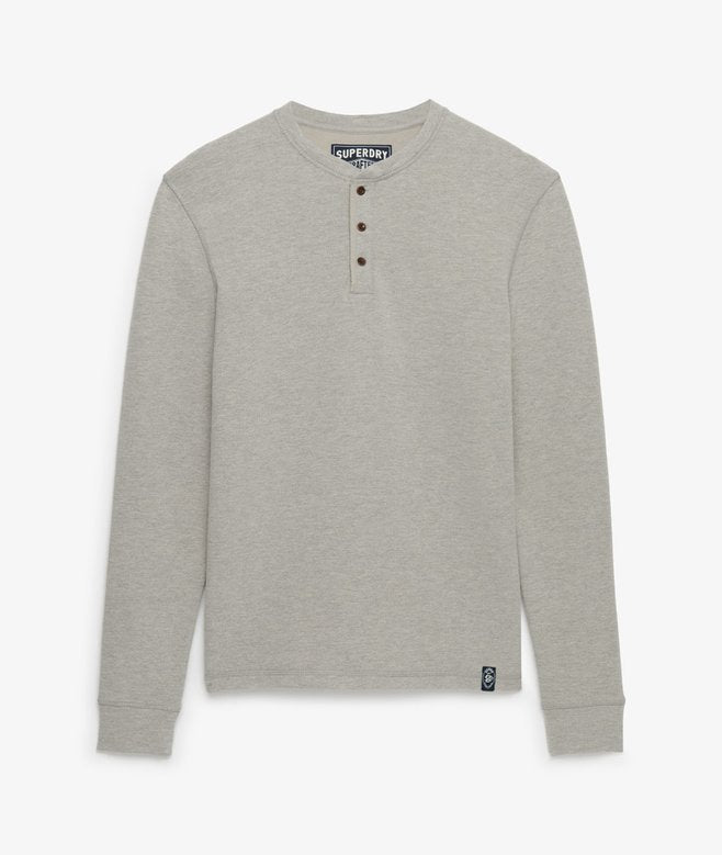 Men's Merchant Grandad Top-Heritage Grey Grindle-Ghost Front View