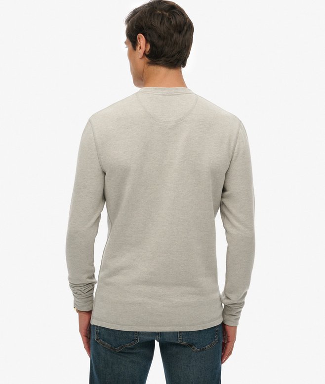 Men's Merchant Grandad Top-Heritage Grey Grindle-Model Back View