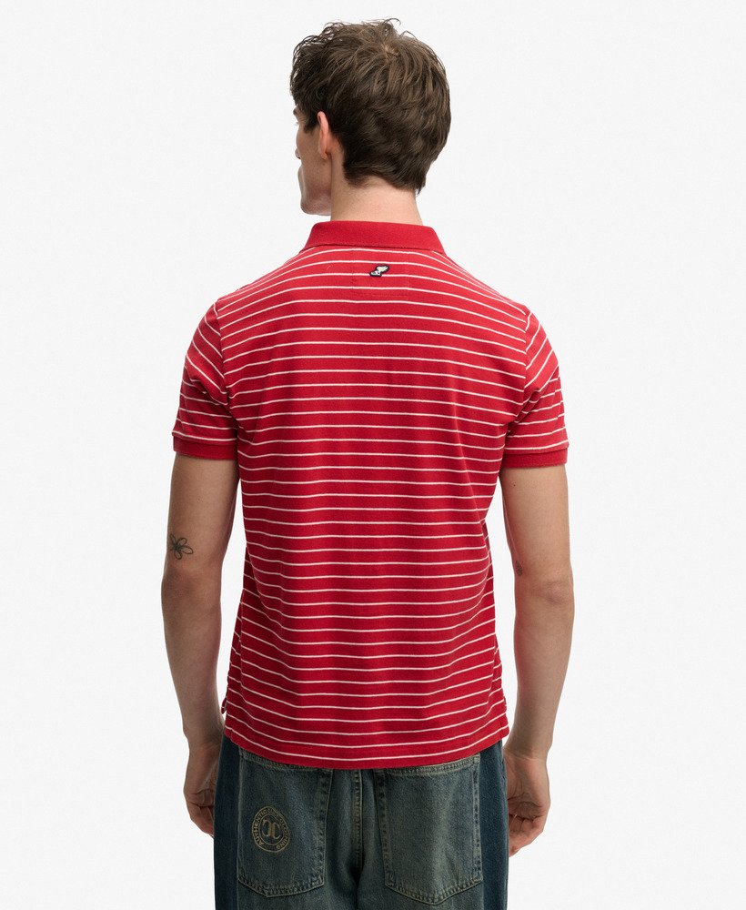 Men's Vintage Stripe Jersey Polo-Red Stripe-Back View