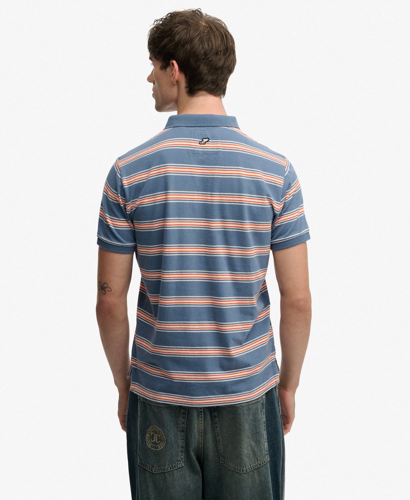 SUPERDRY Vintage Stripe Jersey Polo-Retro Blue Stripe Retro Blue Stripe side view
