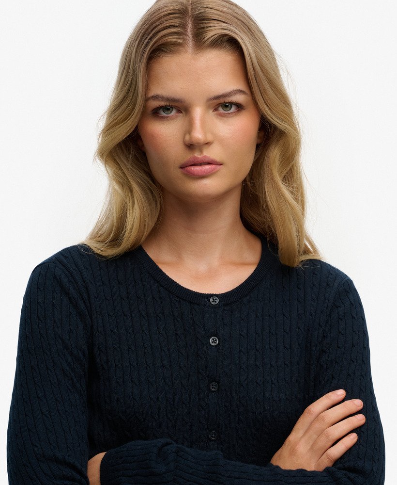Superdry Ladies Lightweight Essential Cardigan-Dark Navy Dark Navy detail view