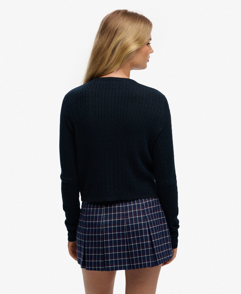 Superdry Ladies Lightweight Essential Cardigan-Dark Navy Dark Navy back view