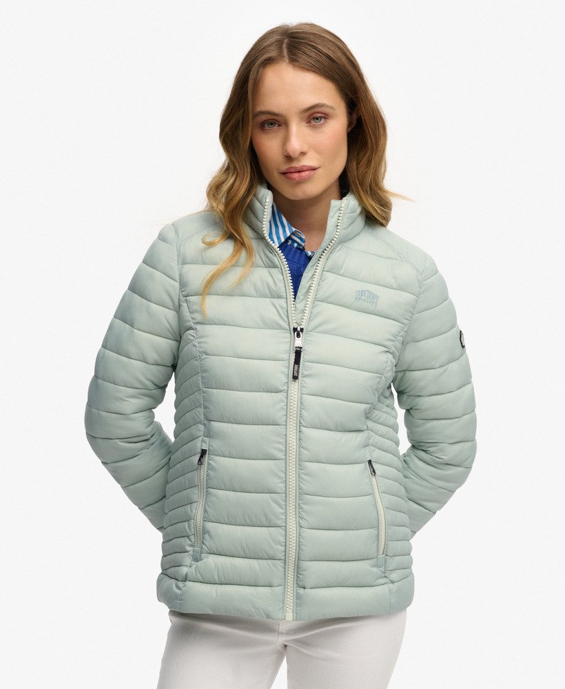 Superdry Ladies Fuji Lite Padded Jacket-Aqua Grey Aqua Grey detail view