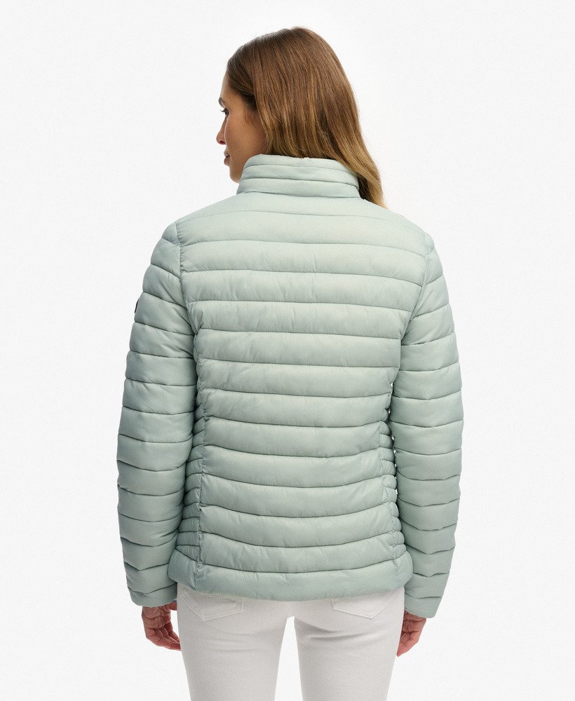 Superdry Ladies Fuji Lite Padded Jacket-Aqua Grey Aqua Grey flat front view