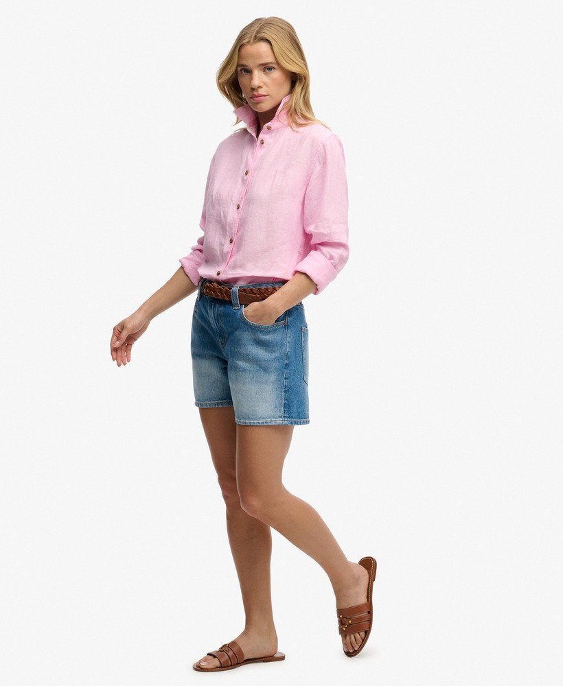 Superdry Ladies Mid Rise Denim Short-Mid Blue MID BLUE detail view