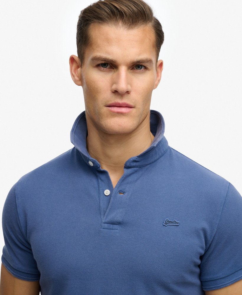 SUPERDRY Classic Pique Polo-Bay Blue Bay Blue back view