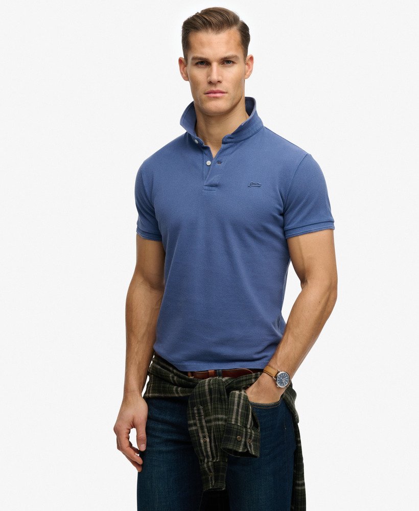 SUPERDRY Classic Pique Polo-Bay Blue Bay Blue front view