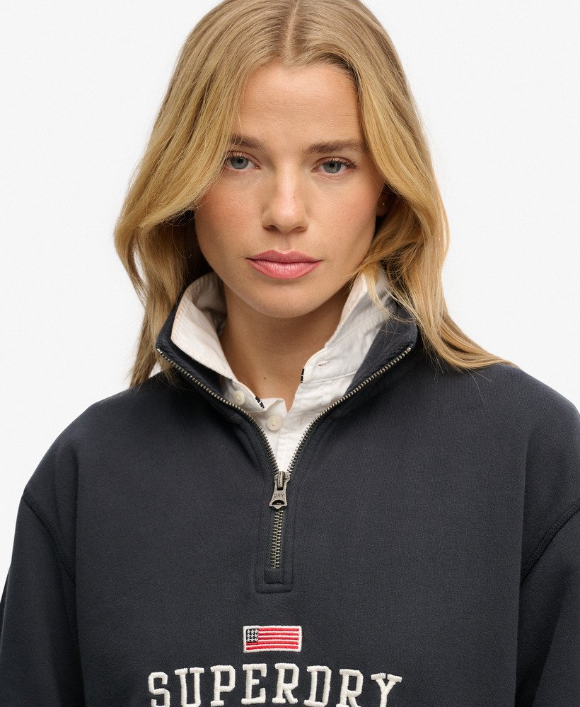 Superdry Ladies Ath Ess Graphic Half Zip-Eclipse Navy Eclipse Navy detail view