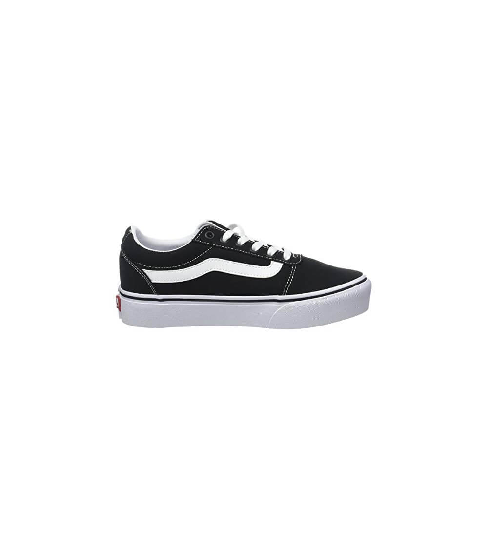 Vans Womens Womens Ward Platform Black/White Canvas Trainer Black/White front view