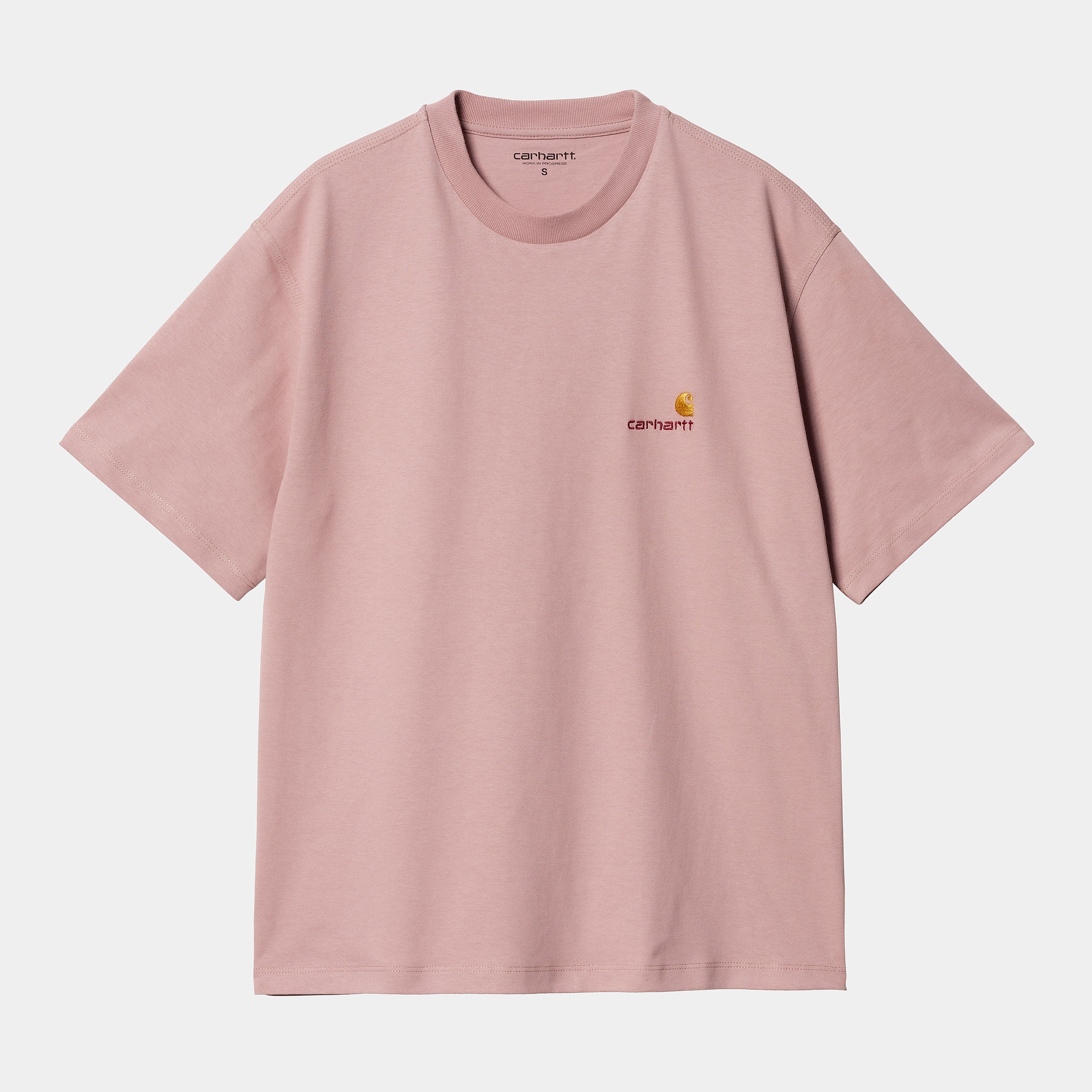 Men's Short Sleeve American Script T-Shirt-Glassy Pink-Front View