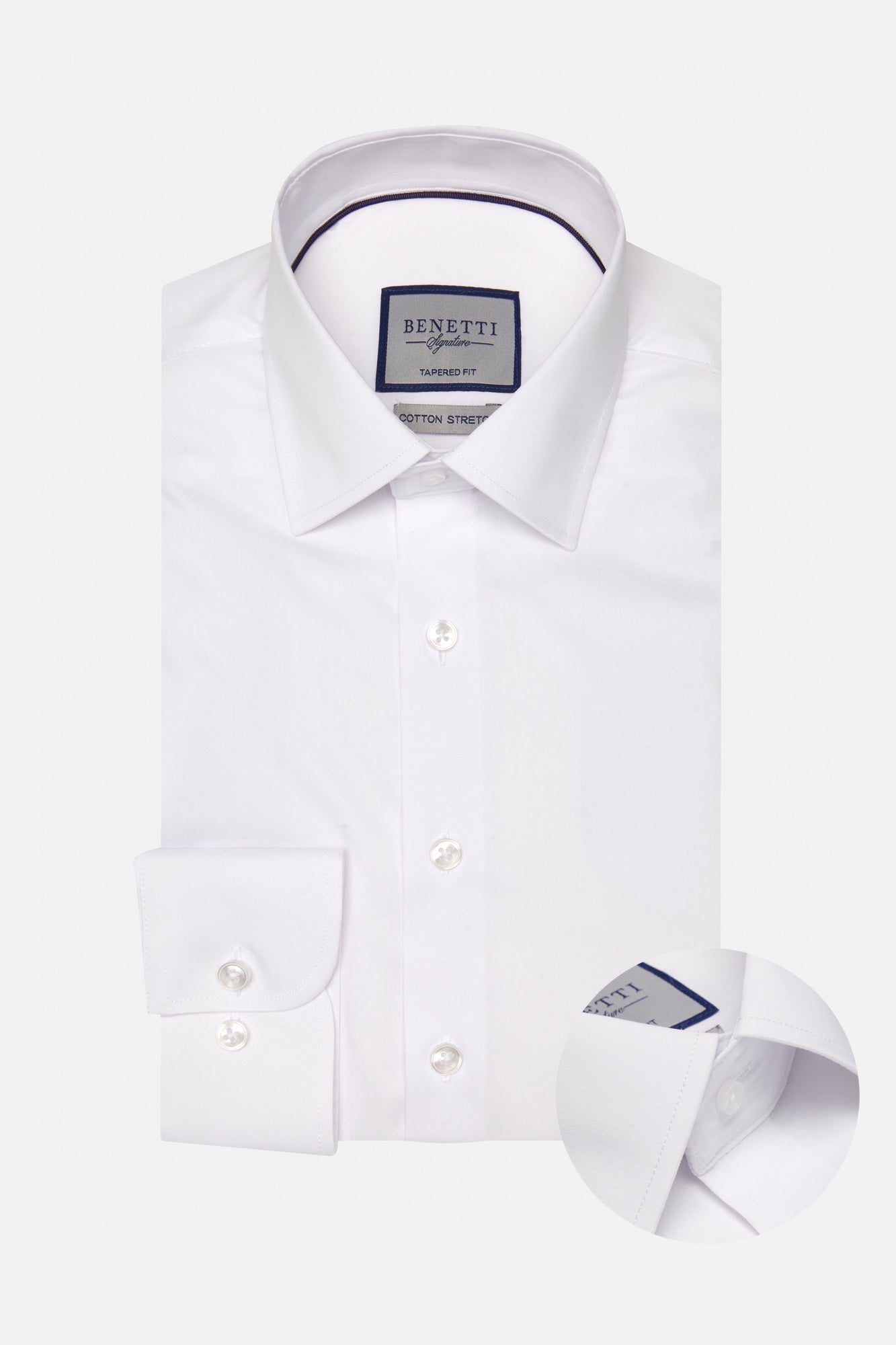 BENETTI Oscar Comfort Fit White Shirt White front view