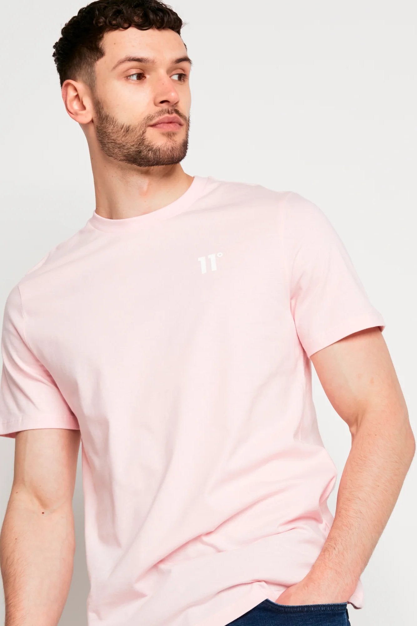 Core Light Pink Men's T-Shirt-Model looking right