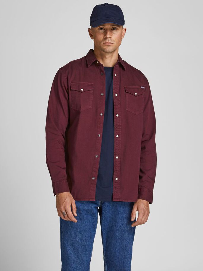 JACK & JONES Sheridan Denim Slim Fit Long Sleeve Shirt Forest Night detail view