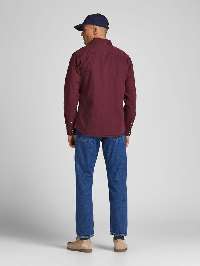 JACK & JONES Sheridan Denim Slim Fit Long Sleeve Shirt Forest Night back view